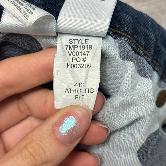 Lucky Brand 410 Dark Wash Blue Mens 34x30 Athletic Fit Straight Stretch‎ Jeans - Picture 6 of 13